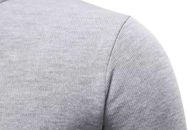 Мужской водолазка Slim Fit вязаный пуловер Big and Tall базовый слой повседневный однотонный свитер Generic, серый — фото 3