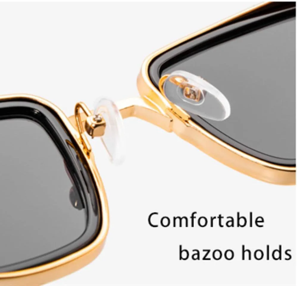 

Солнцезащитные очки в ретро-металлической оправе для мужчин, пляжа и отдыха, женские солнцезащитные очки, черные, желтые, красные, UV400 TYUVIVO, Gold Brown