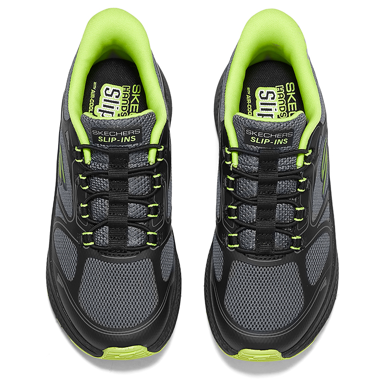 Детские кроссовки для бега SKECHERS GIRLS с низким верхом, устойчивые к истиранию Skechers Kids, черный/серый/зеленый — фото 4