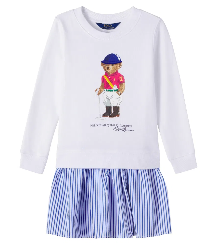 Платье с панелями Polo Bear Polo Ralph Lauren Kids, белый