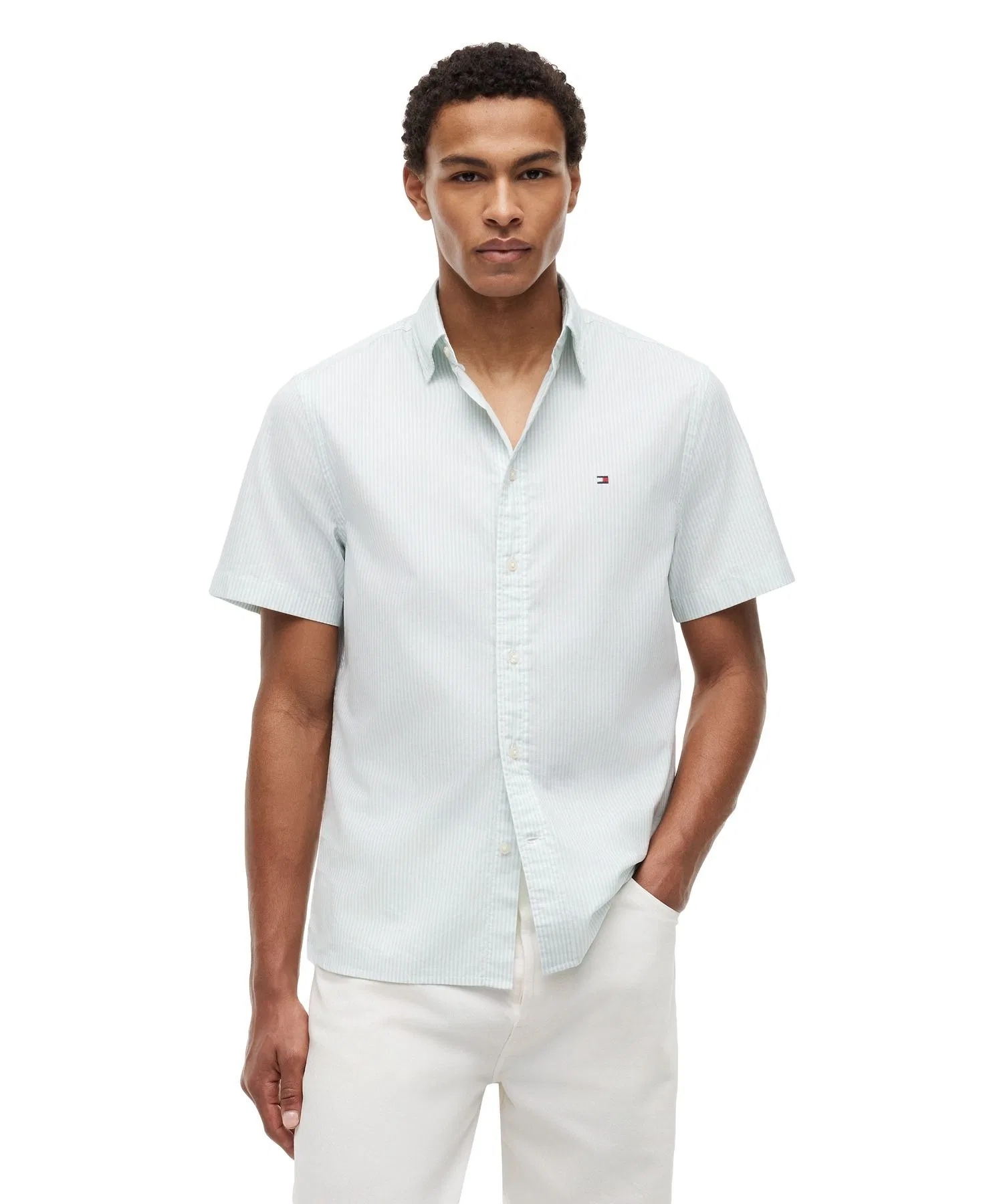Мужская рубашка TOMMY HILFIGER Oxford Stripe Short Sleeve