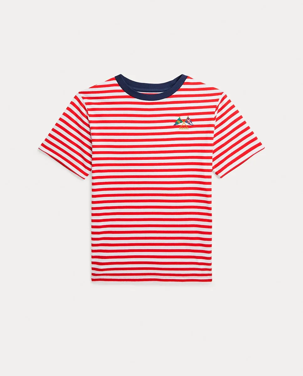 

Полосатая хлопковая футболка для мальчика Polo Ralph Lauren, красный