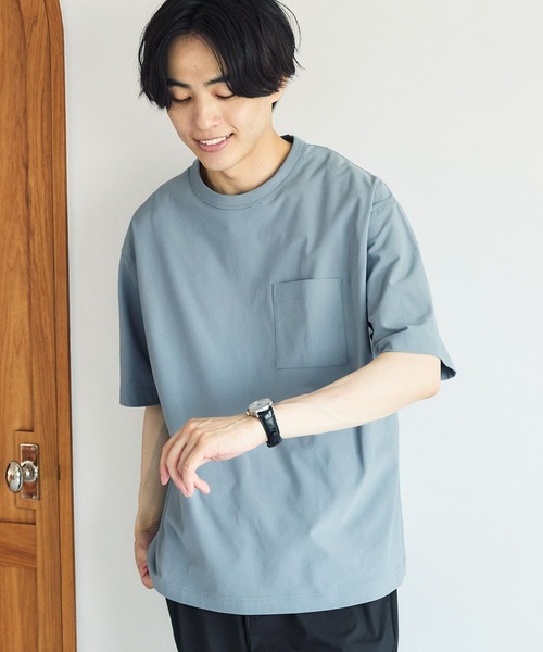 

Футболка с коротким рукавом, гладкая, с карманом, технология DRY GLOBAL WORK, синий