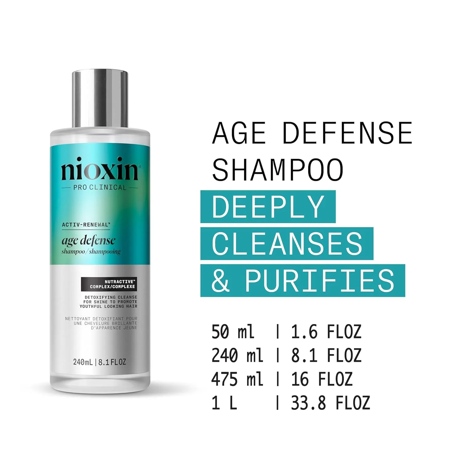 Шампунь Nioxin Age Defense для стареющих волос, очищающий кожу головы с ниацинамидом, глубоко очищает и осветляет, без парабенов, сульфатов и силиконов, для ежедневного использования 240 мл (.) — фото 3