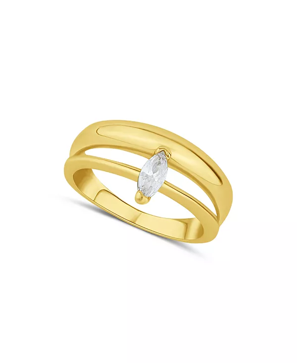 

Двойное кольцо с кубическим цирконием And Now This, gold