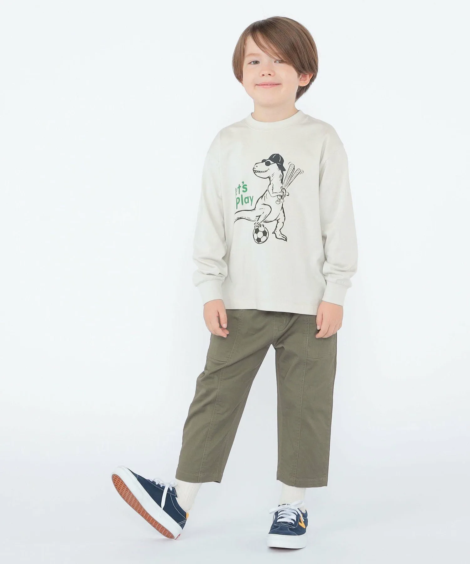 ARCH&LINE: 100~130 см / Футболка с длинным рукавом с динозаврами SHIPS KIDS, Top Gray — фото 4