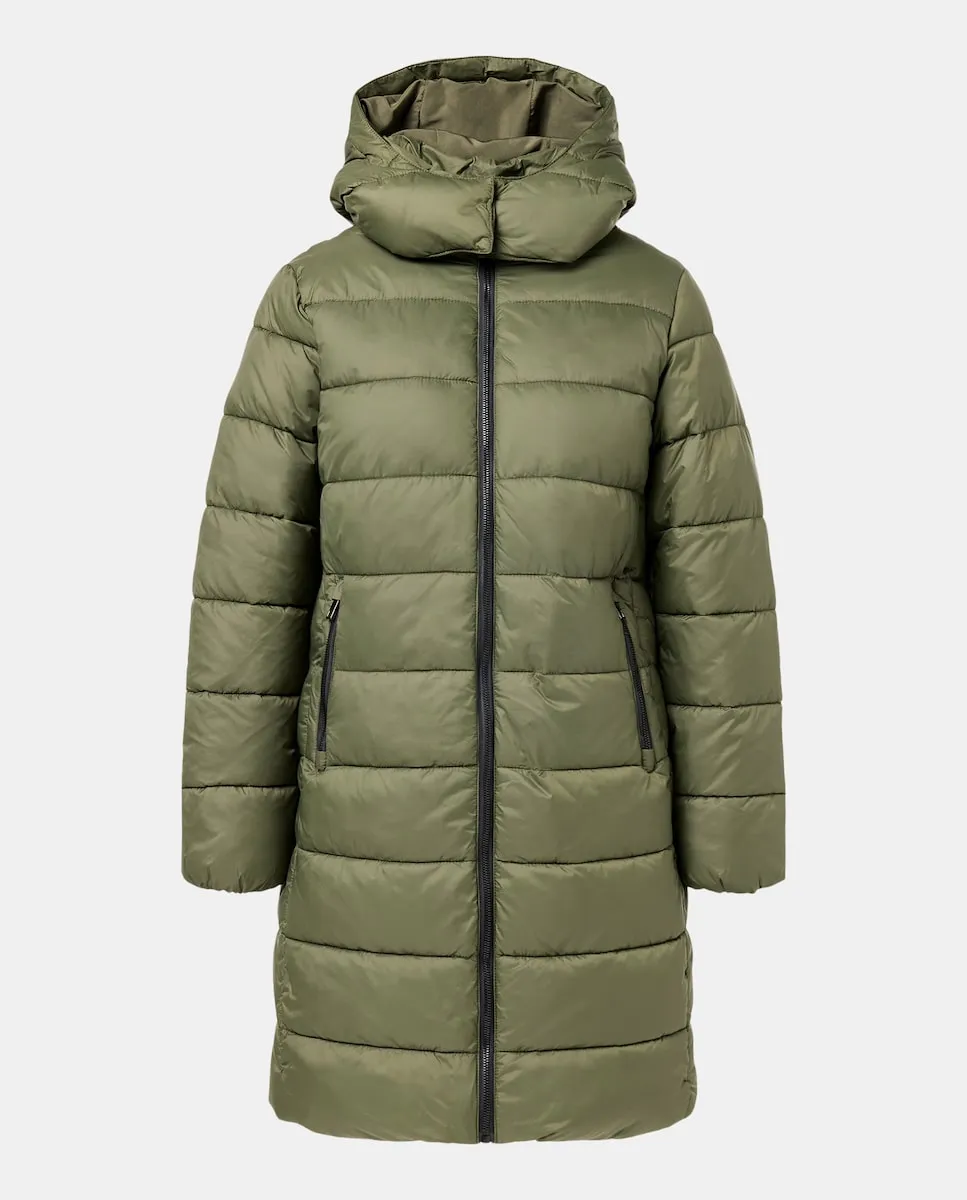 

Стеганое пальто с контрастной застежкой-молнией Easy Wear, хаки