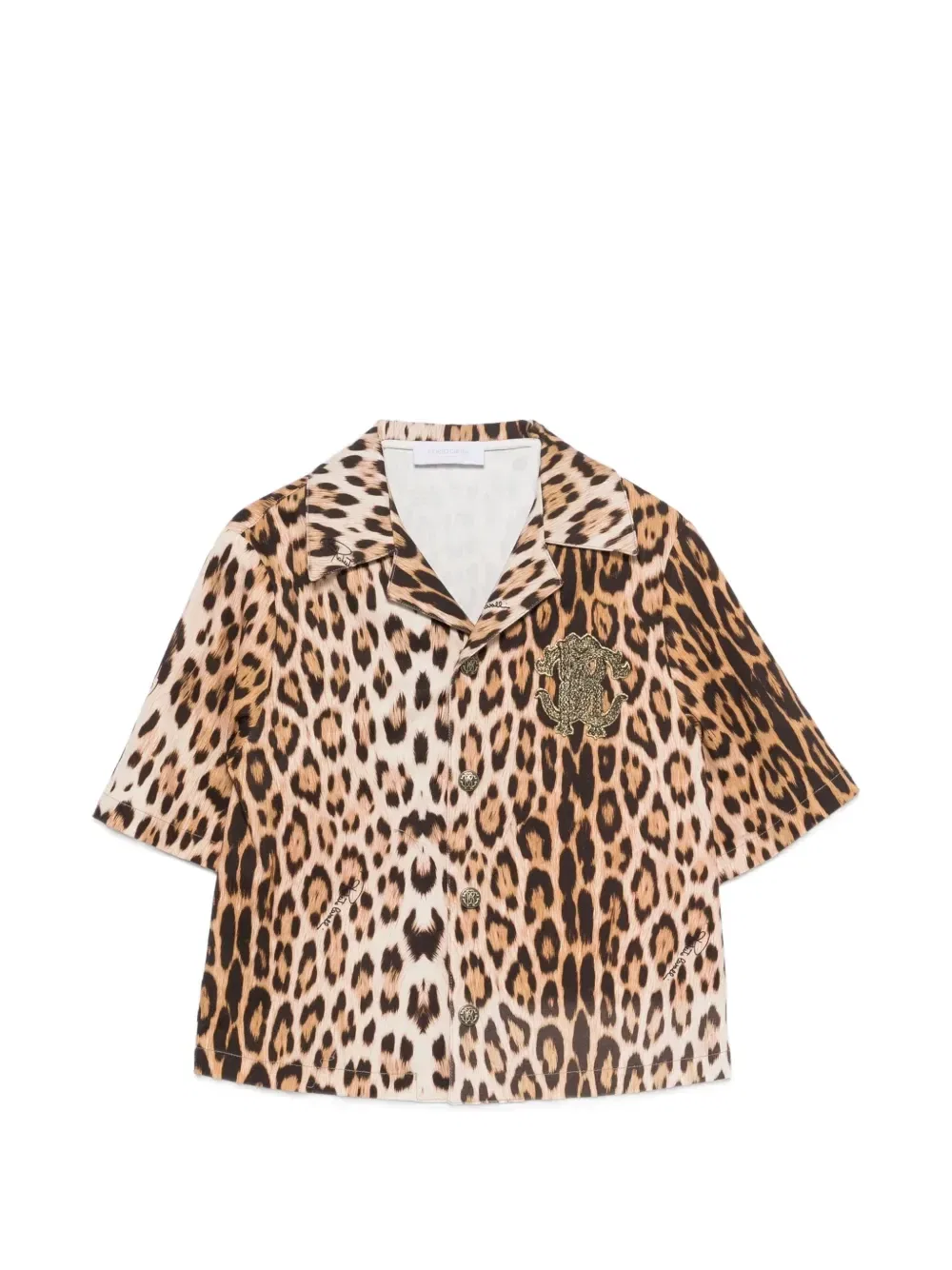 Куртка с леопардовым узором и нашивкой-логотипом Roberto Cavalli Junior, бежевый