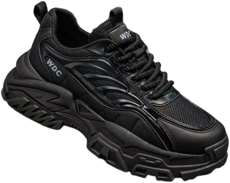 

Мужские повседневные спортивные кроссовки с толстой подошвой - дышащий сетчатый материал, противоскользящие и прочные, легкие и удобные, стильные и универсальные Fmshi, черный