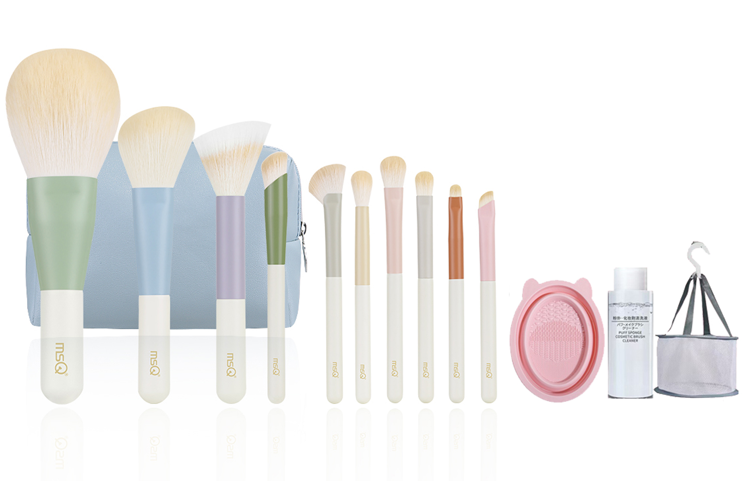 

MSQ 10 шт Morandi Blue мини портативная дорожная кисть для макияжа, мягкая, нежная для кожи, повторяющая контуры кисть