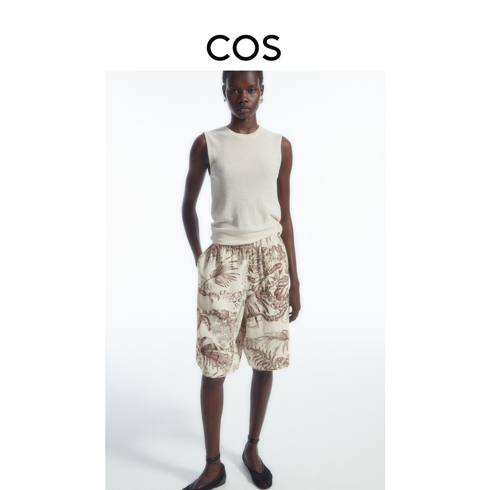 

Женские льняные шорты Cos с растительным принтом, белый