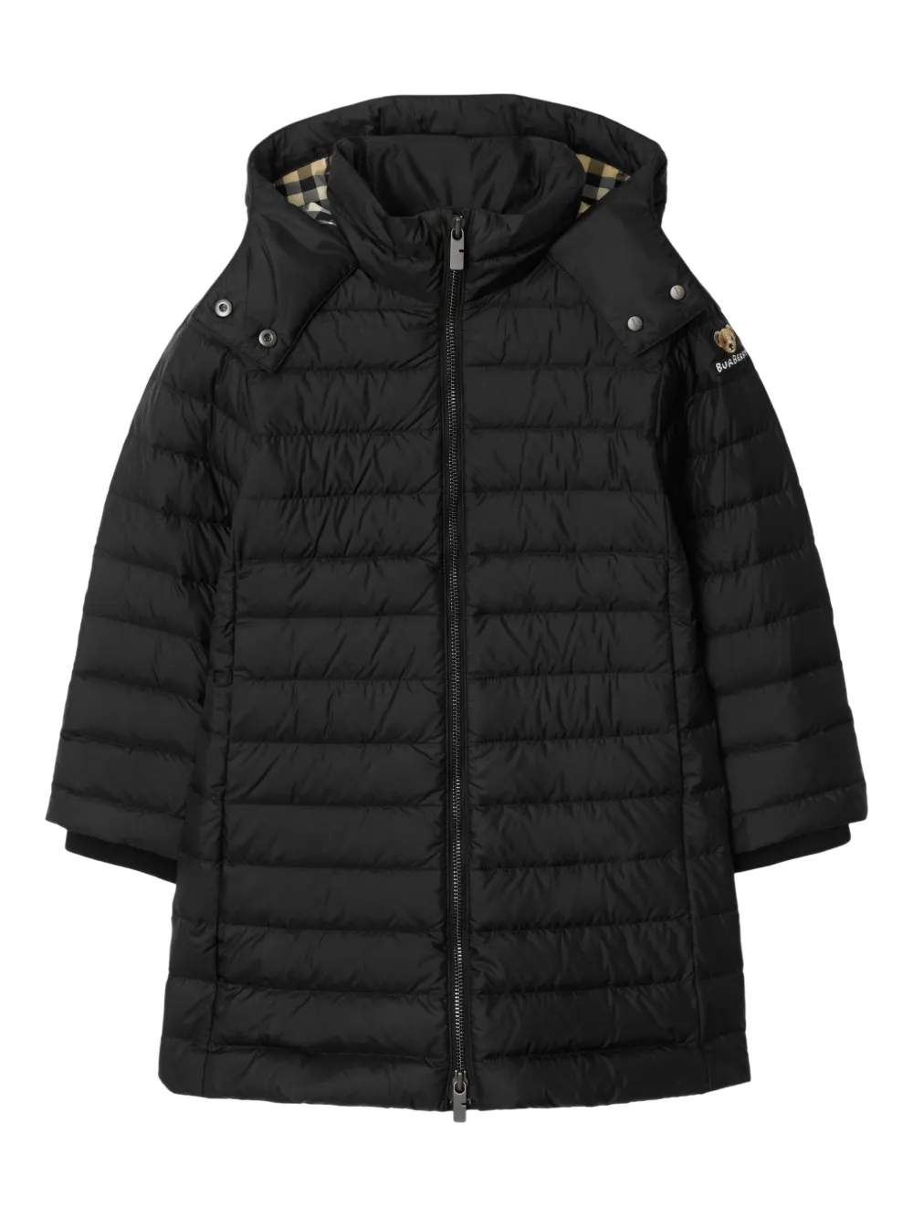 

Пуховик с капюшоном Burberry Kids, черный