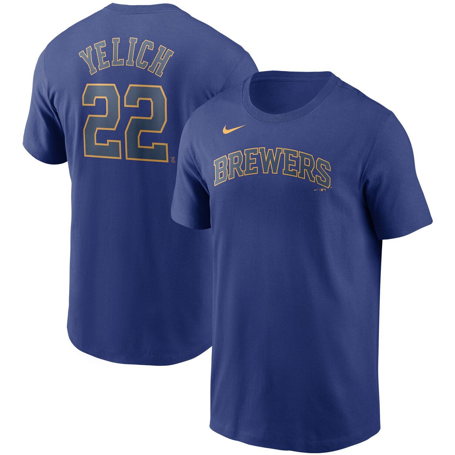 

Мужская футболка Christian Yelich Royal Milwaukee Brewers с именем и номером Nike