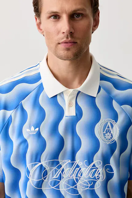 Футболка поло с абстрактным узором Adidas Originals, синий — фото 4