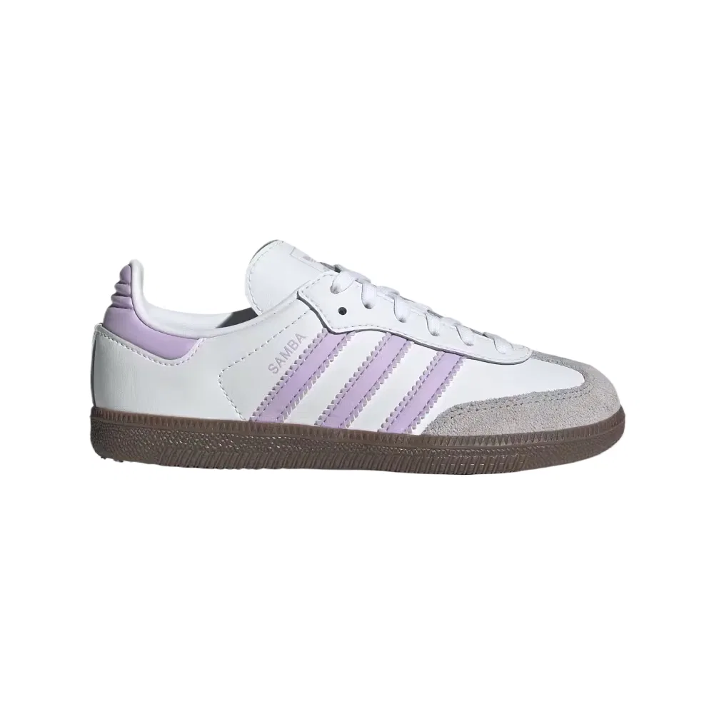 Кроссовки SAMBA OG Leather Low top Skateboard Shoes Kids' Adidas Originals, White Pink — фото 3