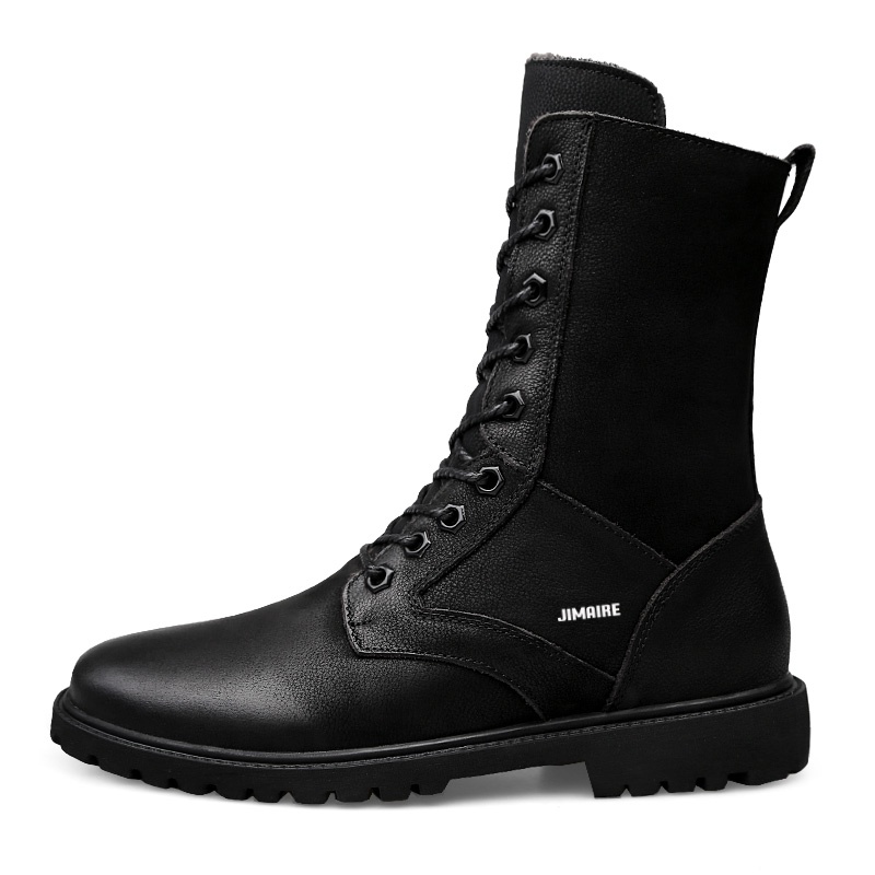 

King Jinmai Кроссовки Мартин унисекс черные на шнуровке зимние с флисовой подкладкой, цвет Black Lace-Up Winter Fleece-Lined