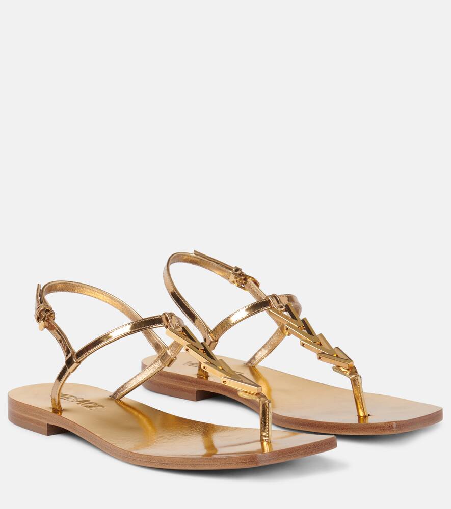 Металлические кожаные сандалии-танга, 1X00V-Gold-Gold Versace, 1X00V-Gold-Versace Gold