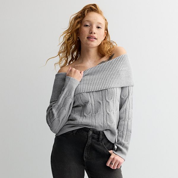 

Длинный свитер с открытыми плечами для подростков Madden Girl, Grey Heather