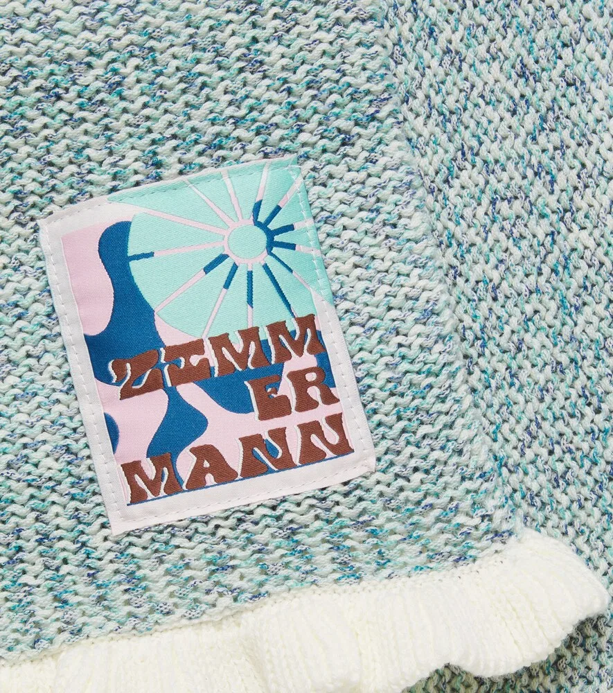 Вязаный топ из хлопковой смеси «Терпение» Zimmermann Kids, синий — фото 3