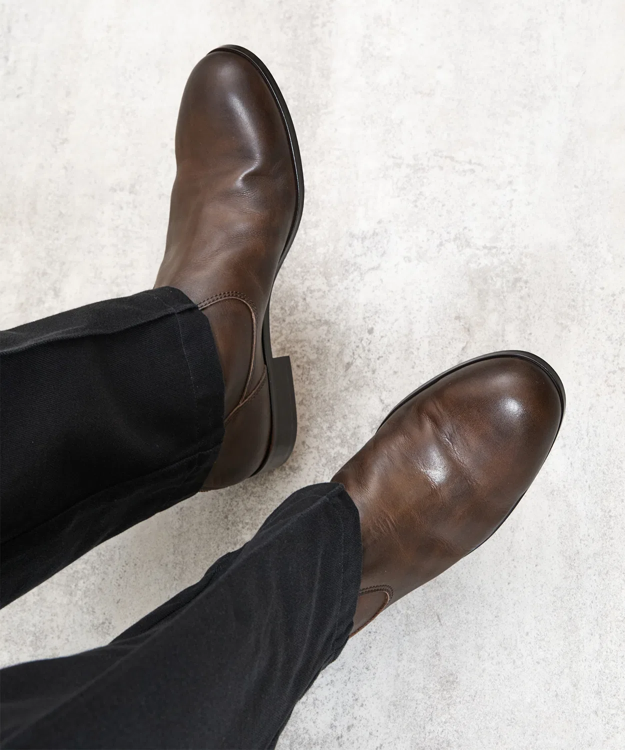 Ботинки PADRONE EDWARD BACK ZIP BOOTS из кожи, на каблуке, коричневые