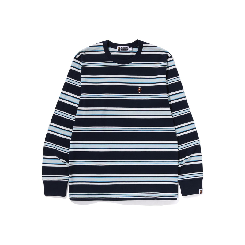

Футболка Bape One Point Stripe с длинным рукавом A BATHING APE, темно-синий
