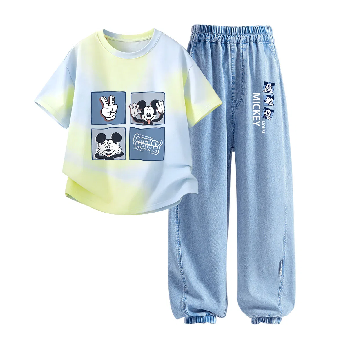 Детская повседневная спортивная футболка с круглым вырезом Disney, Cosmic Cloud Blue+Astronaut K Denim Light Blue — фото 3