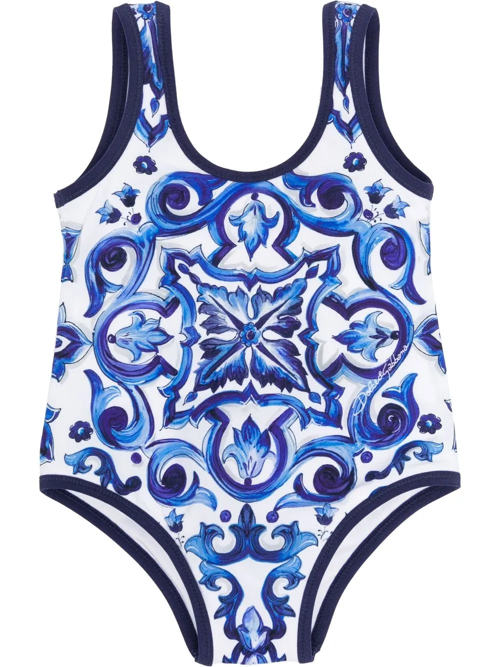 

Купальник с принтом Majolica Dolce & Gabbana Kids, синий