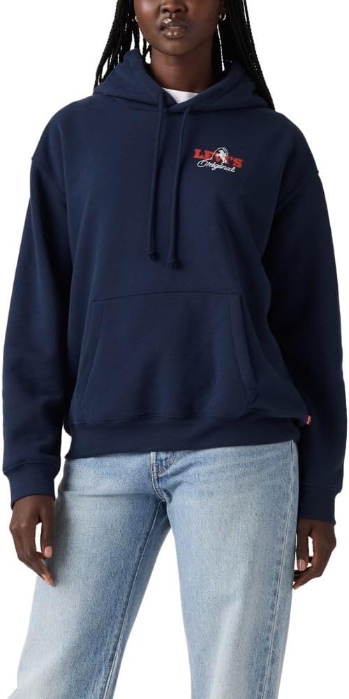 

Женская повседневная толстовка с капюшоном Levi's с графическим принтом, (New) Western Archival Cowboy Silo N Navy Blazer