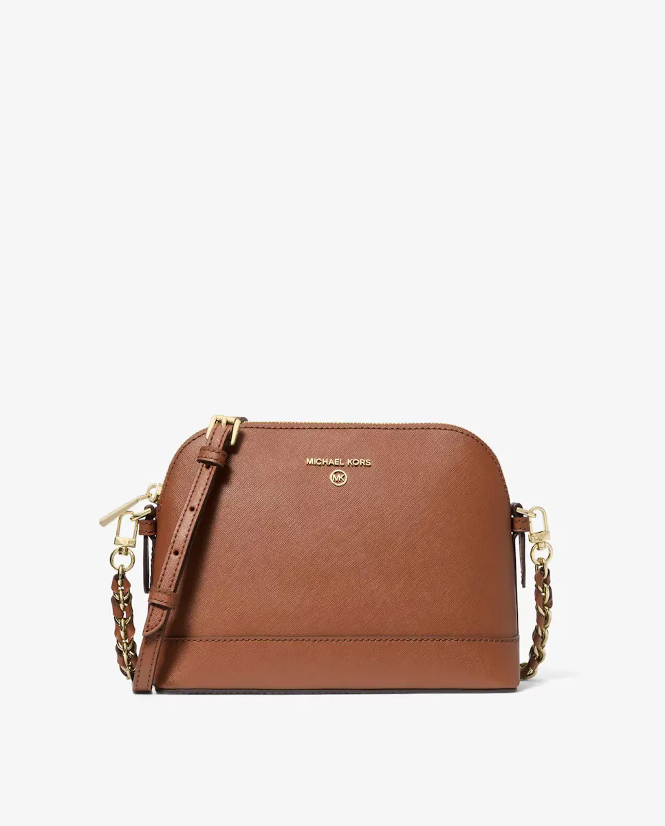 

Женская кожаная сумка через плечо с золотыми аппликациями Michael Michael Kors, коричневый