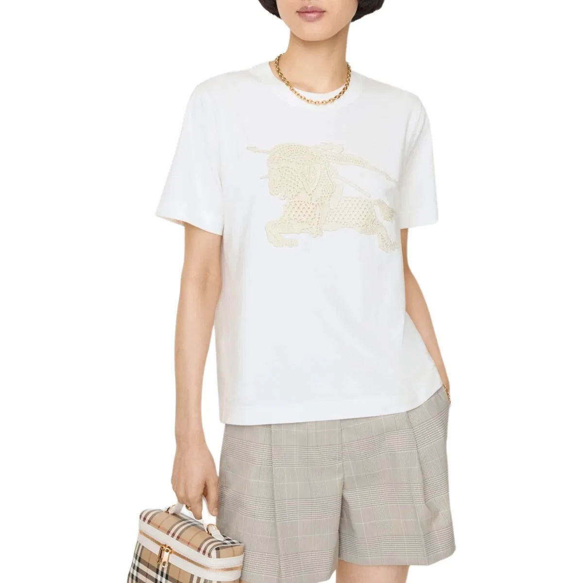 Футболка Burberry Ekd Crewneck T-Shirt, с круглым вырезом, Chalk White — фото 3