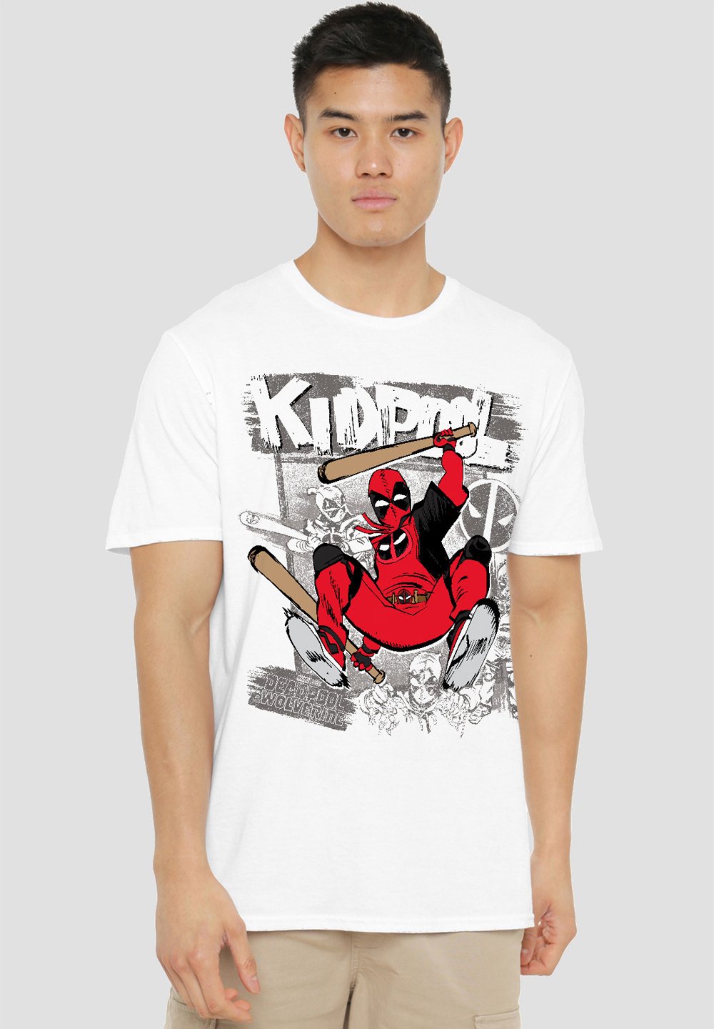 

Футболка с принтом DEADPOOL WOLVERINE SKETCHBOOK KIDPOOL ATTACKS Marvel, белый