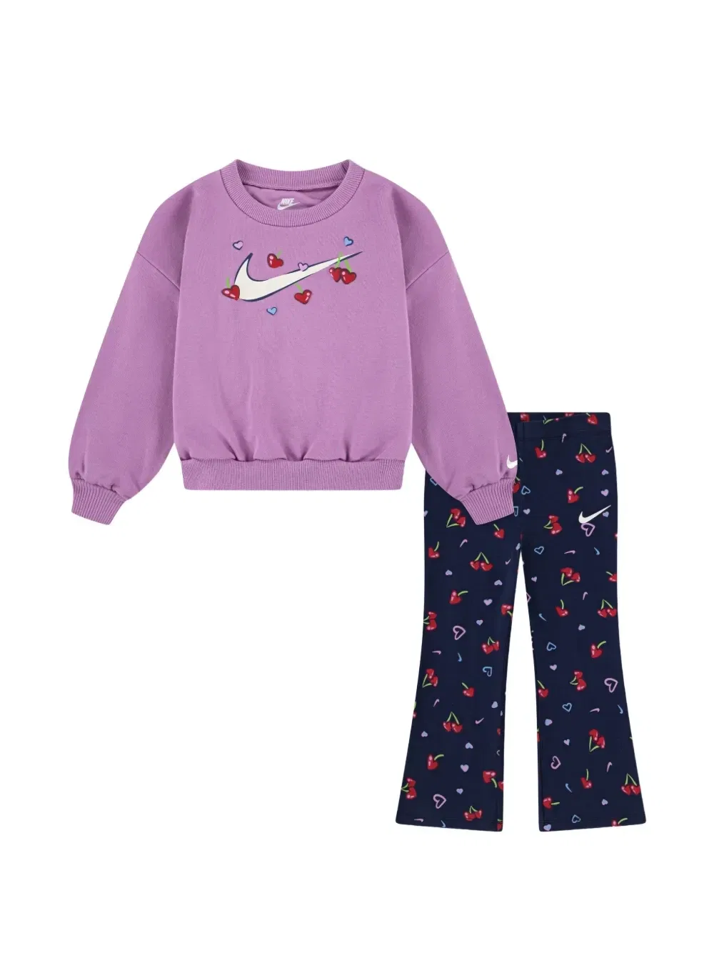 Комплект из брюк с вишневыми сердечками (набор из двух предметов) Nike Kids, коричневый