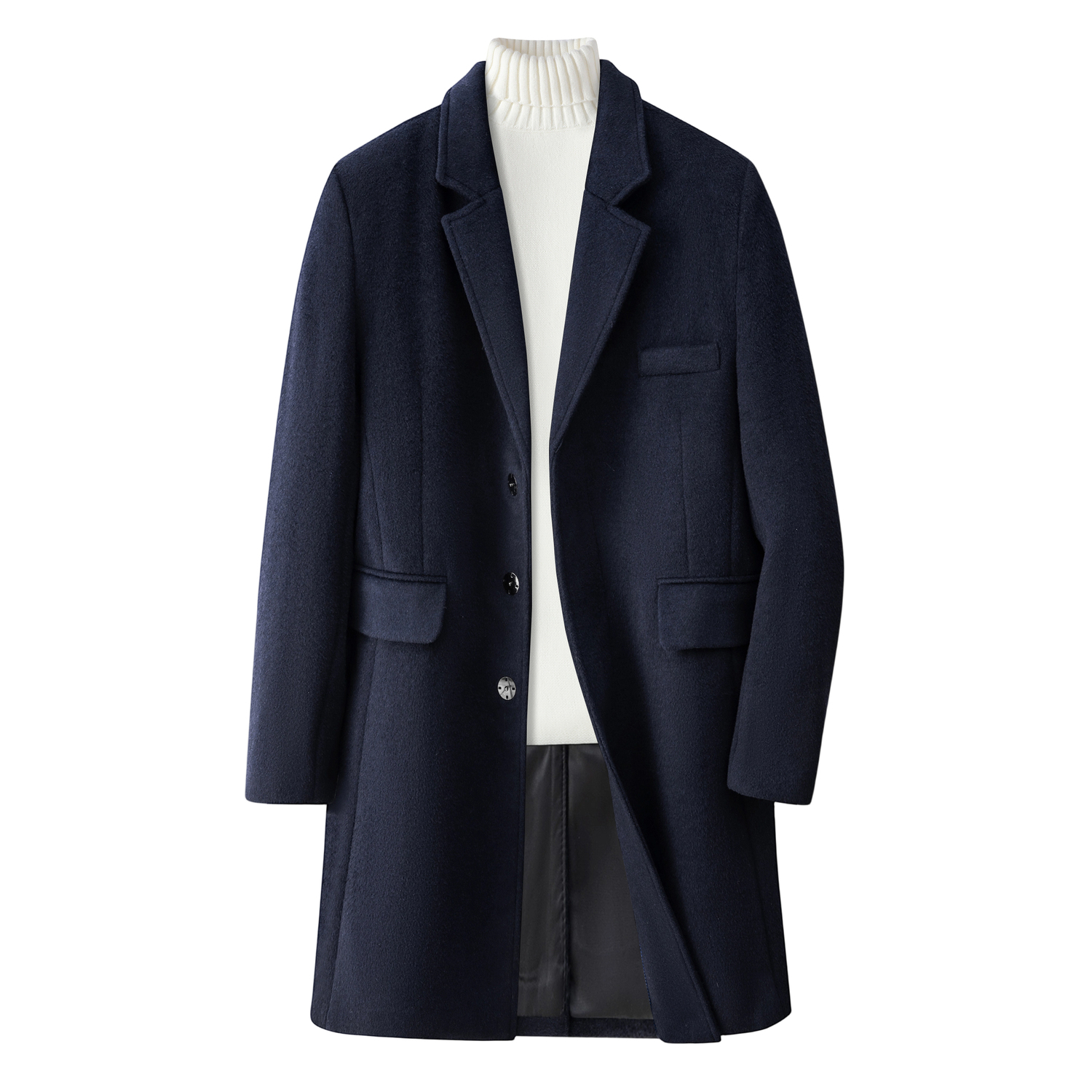 

Пальто мужское с воротником-стойкой, умеренно прямое VanCamel, темно-синий