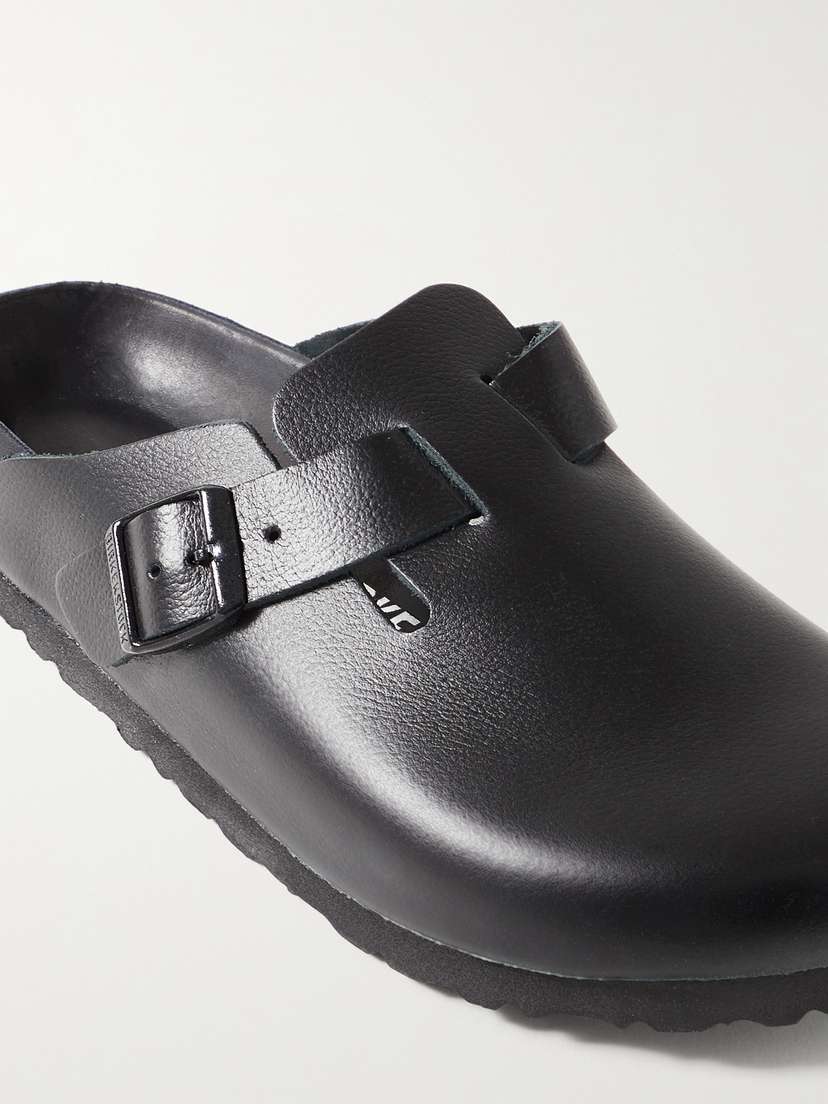 Бостонские кожаные сабо с отделкой из замши Birkenstock, черный — фото 4
