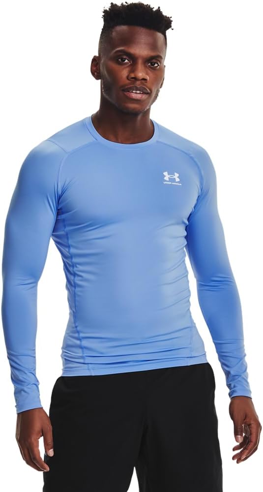 

Under Armour мужская термобельевая компрессионная футболка с длинным рукавом, Carolina Blue (475)/White