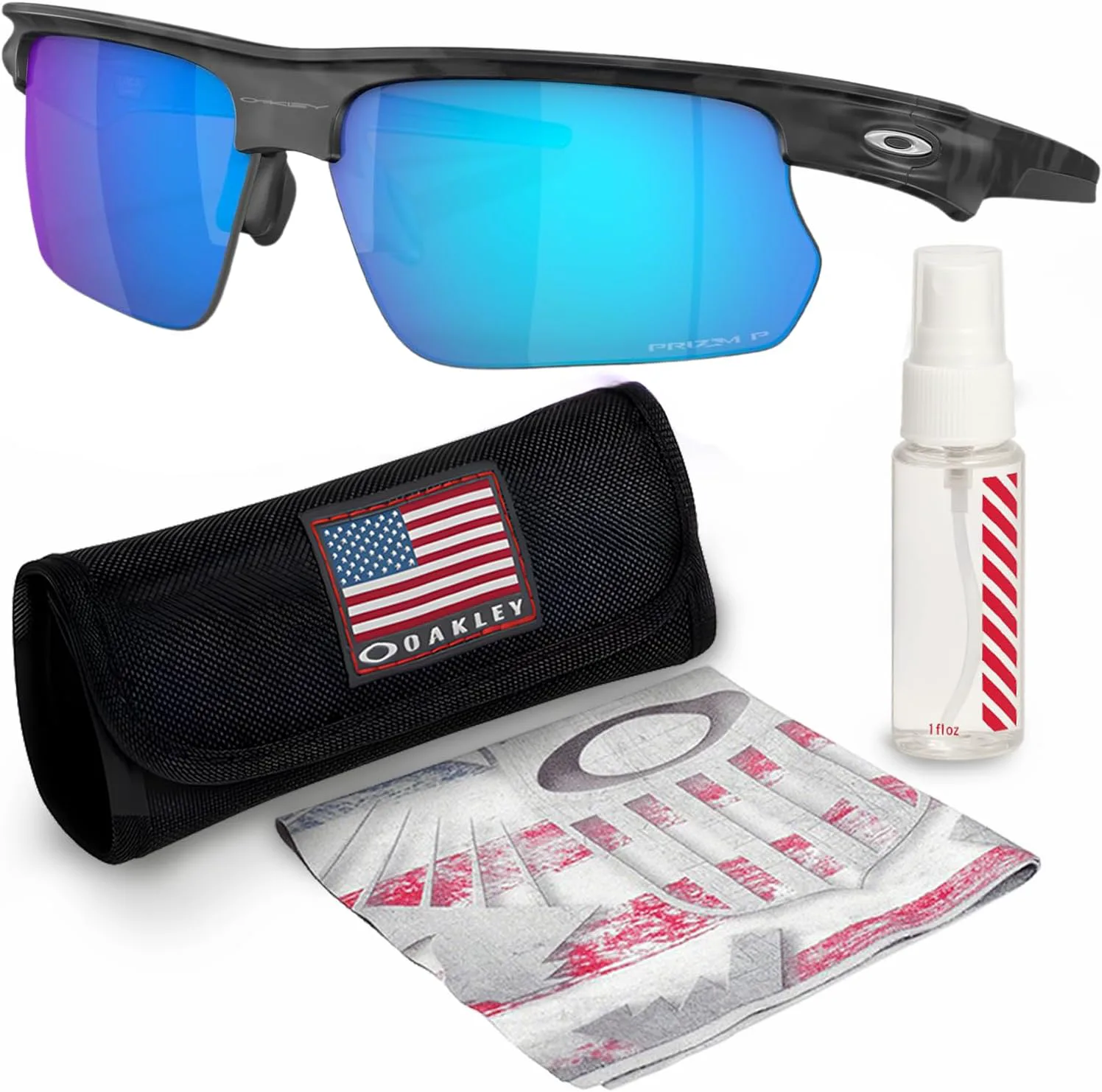 

Солнцезащитные очки Oakley BISPHAERA OO9400 прямоугольной формы в комплекте с официальным набором для очков, Matte Grey Camo Frame | Prizm Sapphire Polarized Lens