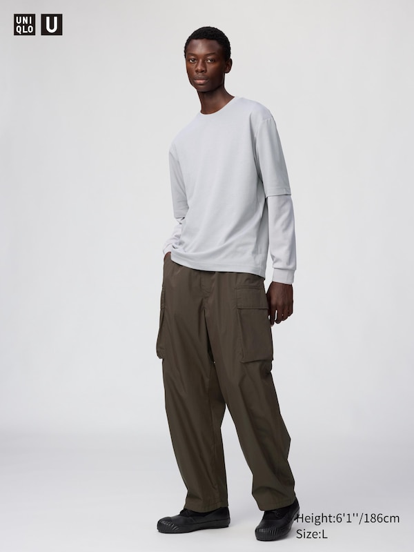 Широкие брюки cargo Uniqlo, 39 dark brown