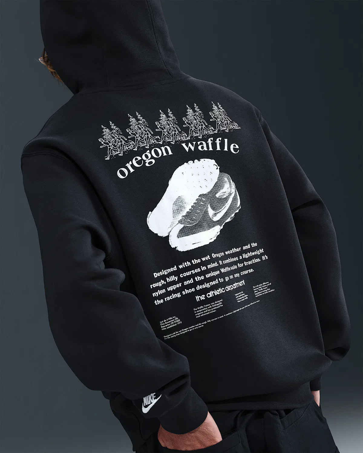 Мужское флисовое худи Nike Sportswear Club, Black/Black/White — фото 2
