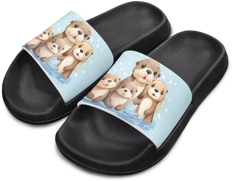 

Унисекс шлепанцы для девочек и мальчиков, удобные тапочки, нескользящие для душа, домашняя мода, толстая подошва, для дома и улицы, подарки Cugasmaru, Otter Family