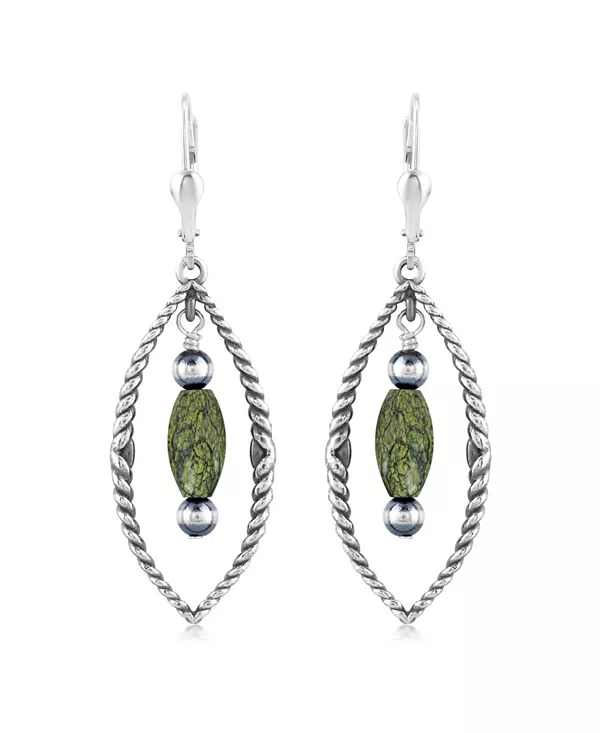 

Серьги-Подвески из стерлингового серебра с зеленым змеевиковым узором маркиза American West Jewelry, serpentine