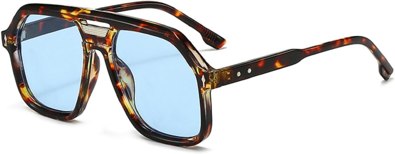 

Ретро солнцезащитные очки для женщин, модные градиентные оттенки, защита от УФ-излучения UV400, мужские панк-очки, сине-зеленые солнцезащитные очки Melrose, Leopard Blue