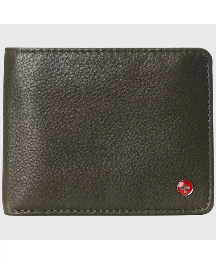 

Мужской кошелек Spencer с защитой RFID, кожаный, бифолд, с отделением для купюр, 2 окошка для удостоверений, 14 карманов для карт, в подарочной коробке Alpine Swiss, черный