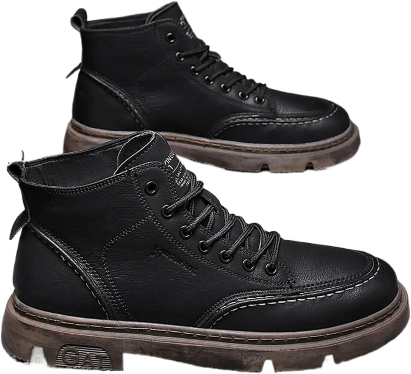 

Мужские ботинки Azttoztto Oxford на платформе, зимние с застежкой на шнуровке, высокие с толстой подошвой, повседневные, удобные, черный/коричневый