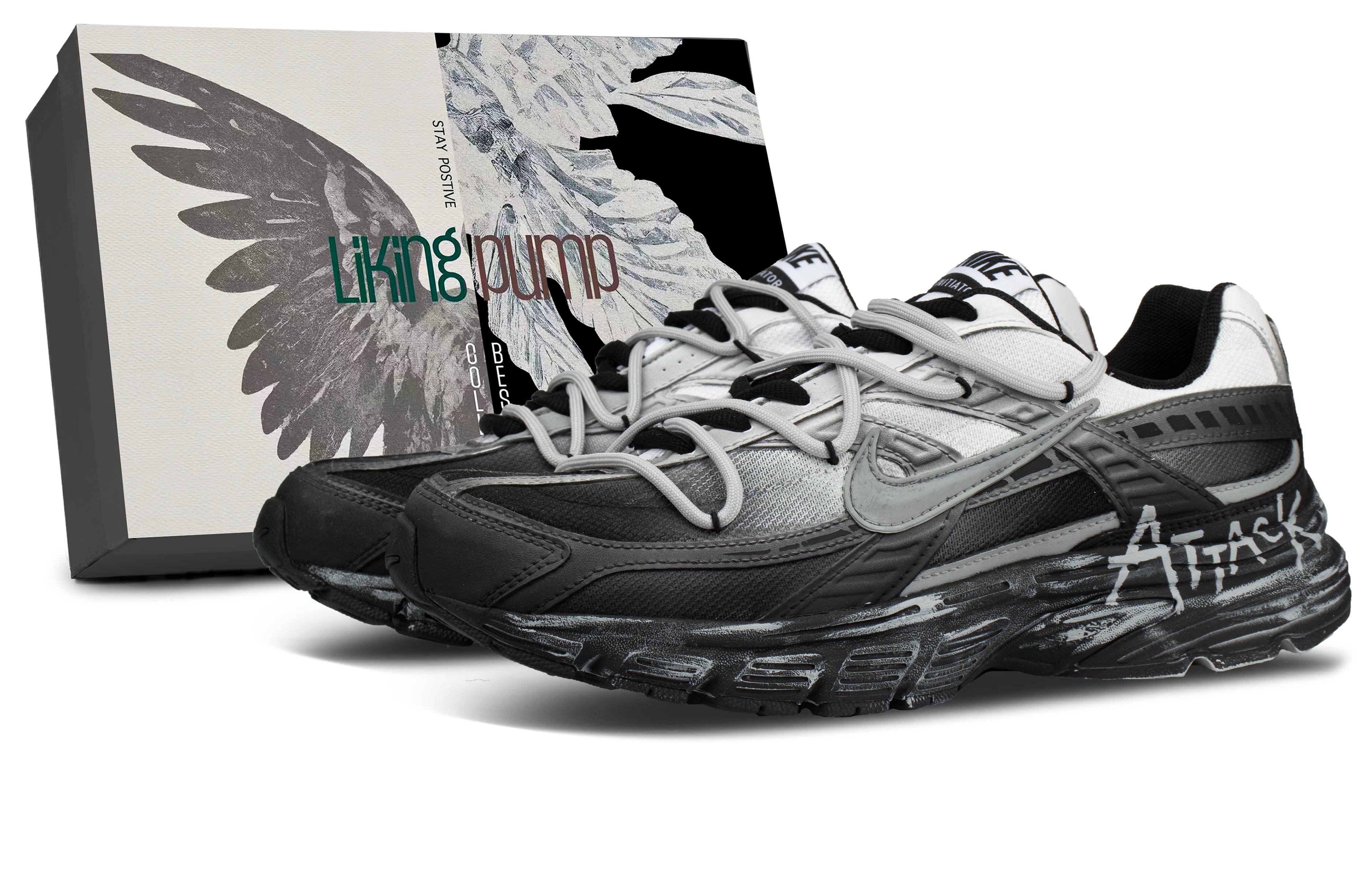 

Nike Кроссовки Initiator с амортизацией, износостойкие, низкие, мужские, черно-серые