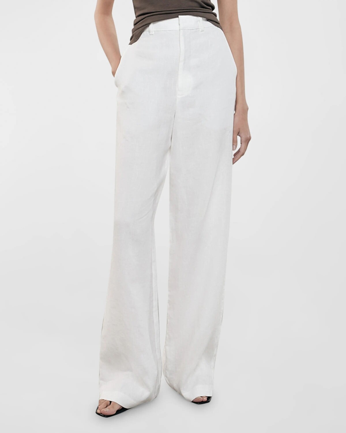

Льняные брюки прямого кроя Enza Costa, цвет Undyed