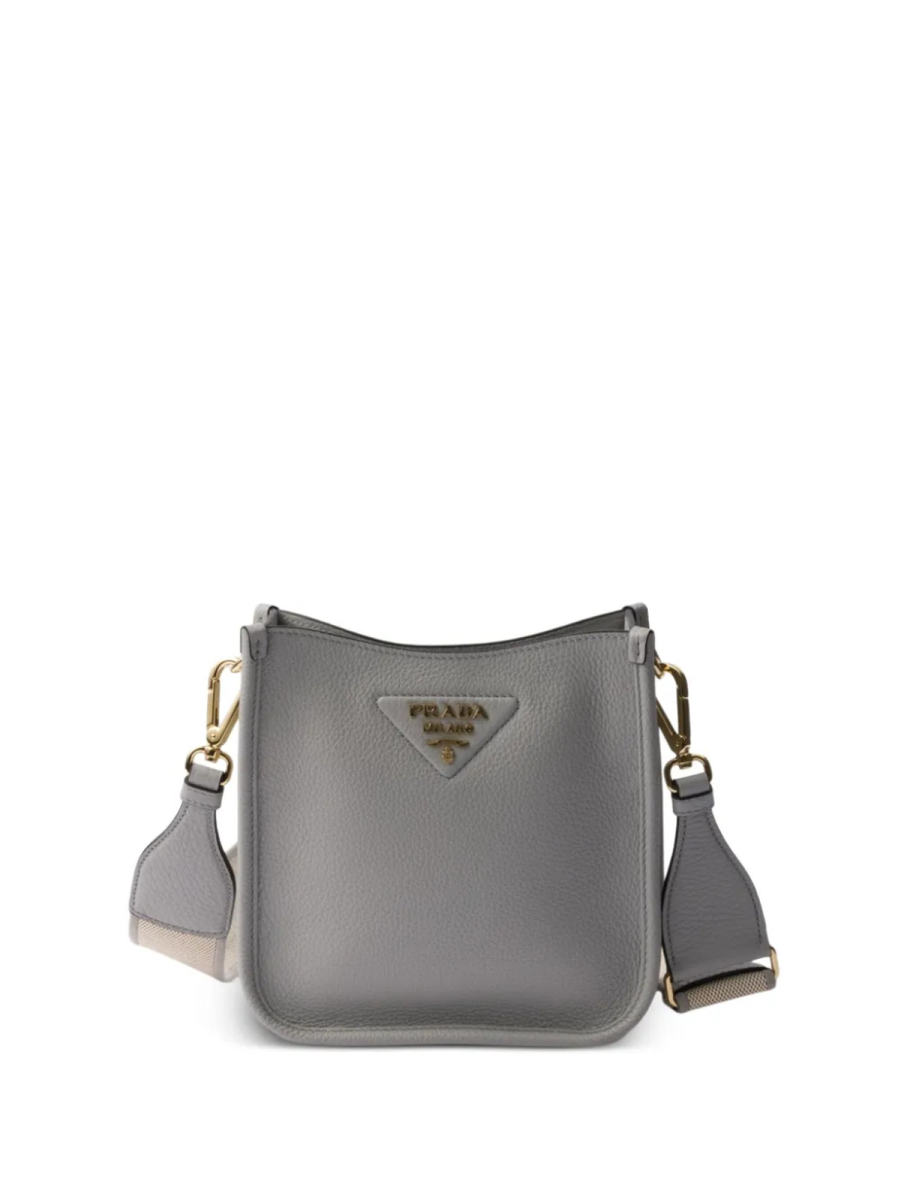 

Мини-сумка через плечо из кожи Prada, серый