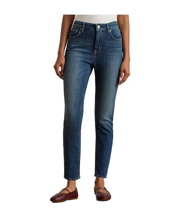 

Джинсы прямого кроя с высокой посадкой и длиной до щиколотки Ralph Lauren, синий