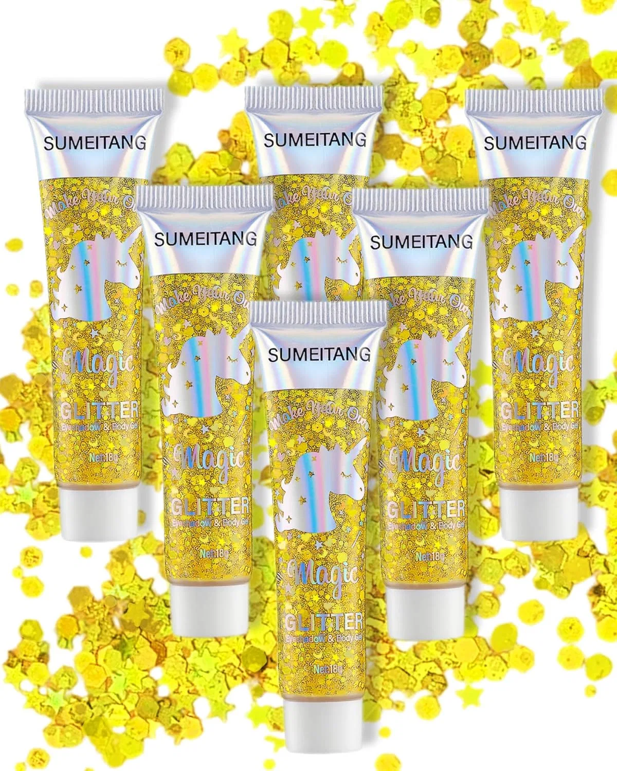 Гель с блестками для тела 6 шт. Золотой SUMEITANG