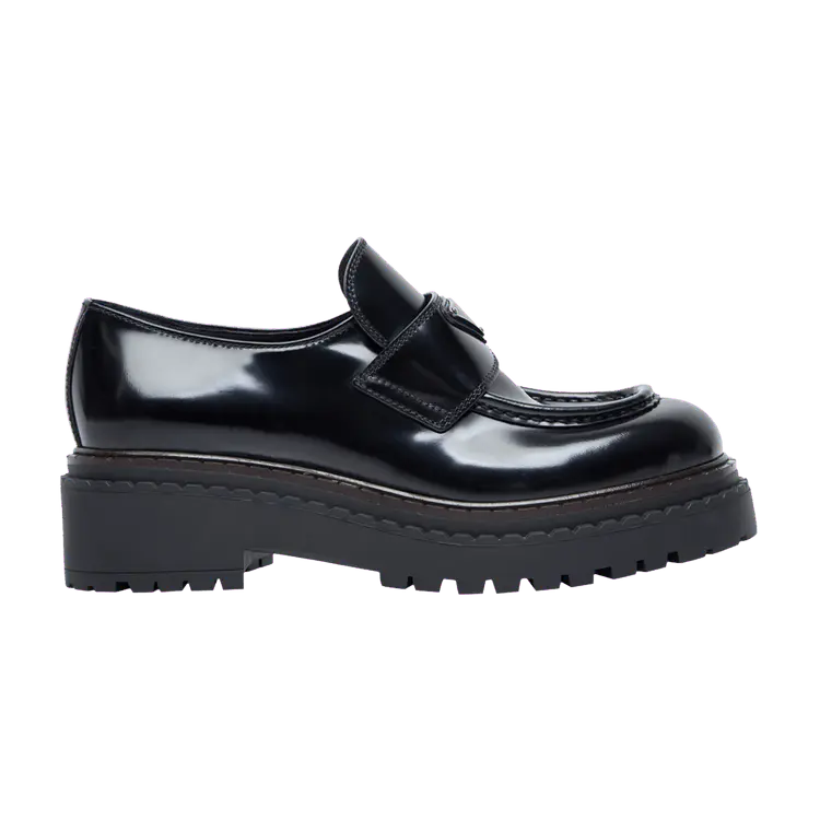 Кроссовки Prada Wmns Brushed Leather Platform Loafer Black, черный