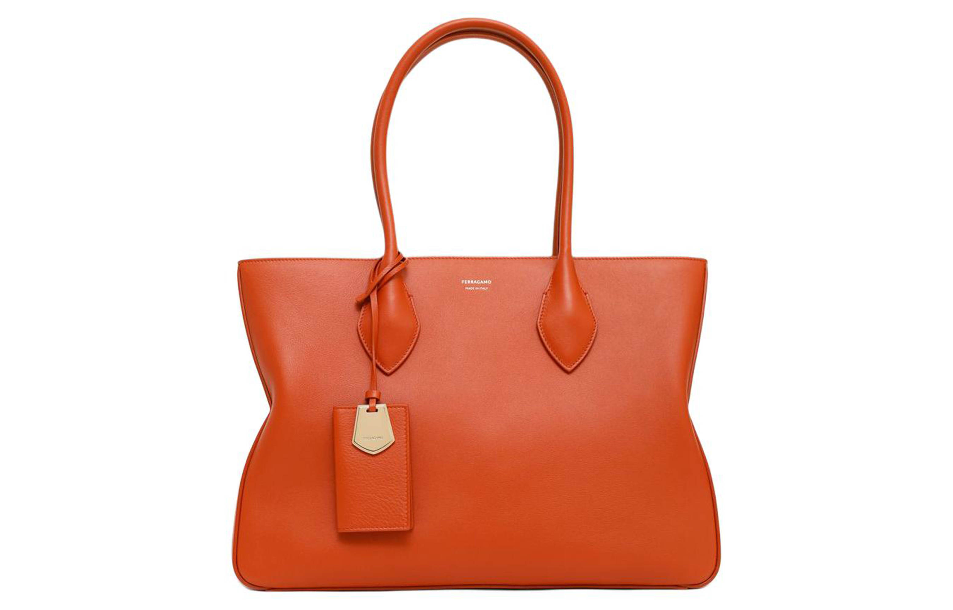

Ferragamo Кожаная сумка-шоппер большая женская оранжевая